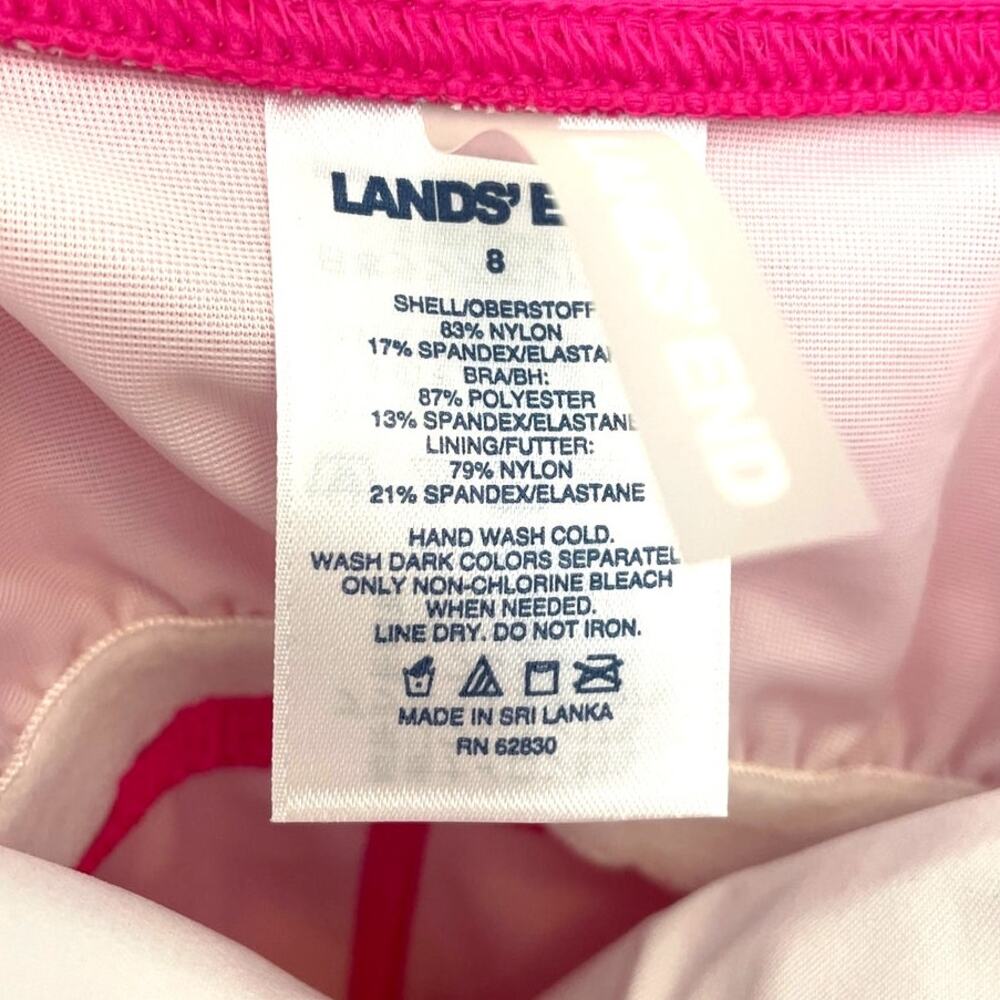 Lands’ End NEW Athletic Swim Dress 8 Hot Pink Built In Shorts Pockets Resort - Picture 3 of 9